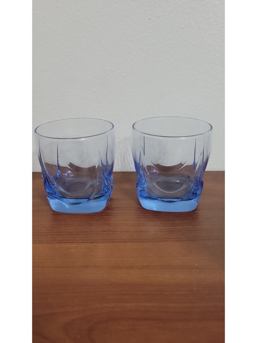 Libbey Imperial Drape Misty Blue Old-fashioned Cocktail Glasses
